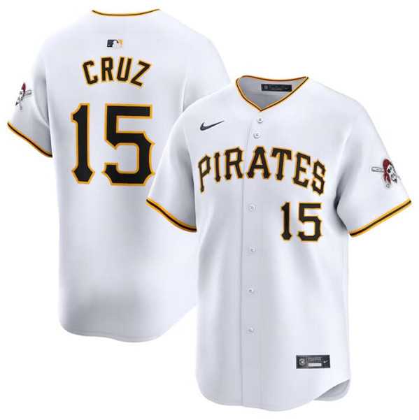 Mens Pittsburgh Pirates #15 Oneil Cruz White Home Limited Baseball Stitched Jersey Dzhi